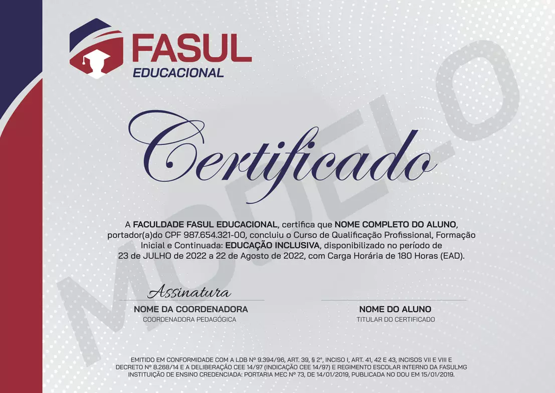 Certificados Curso Online - Certificado Fasul Educacional